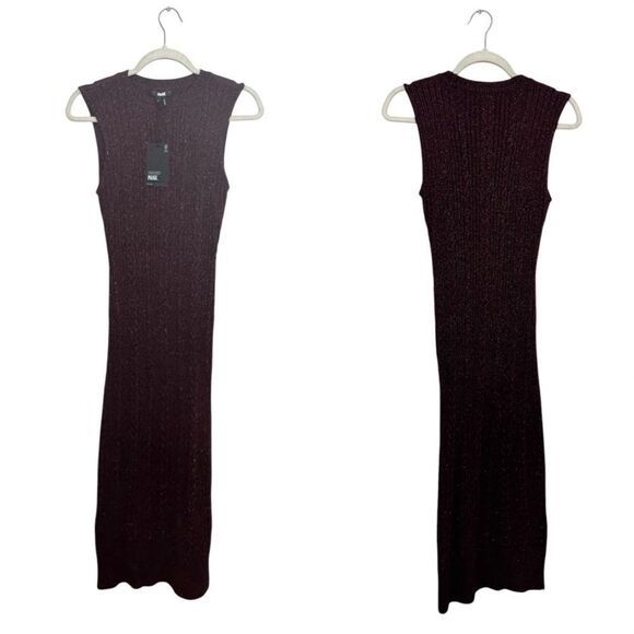 NWT PAIGE Marium Knit Sleeveless Dress in Burgundy Sparkle - Picture 9 of 12